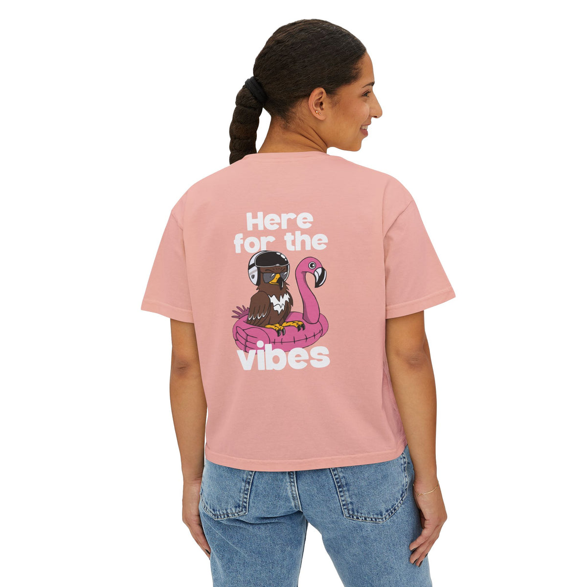 Here for the Vibes (Flamingo) Womens Crop