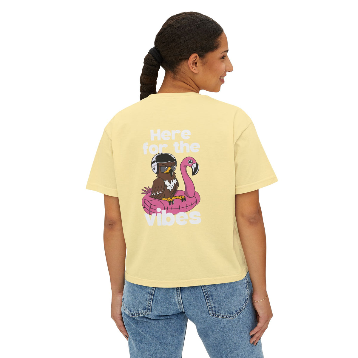 Here for the Vibes (Flamingo) Womens Crop
